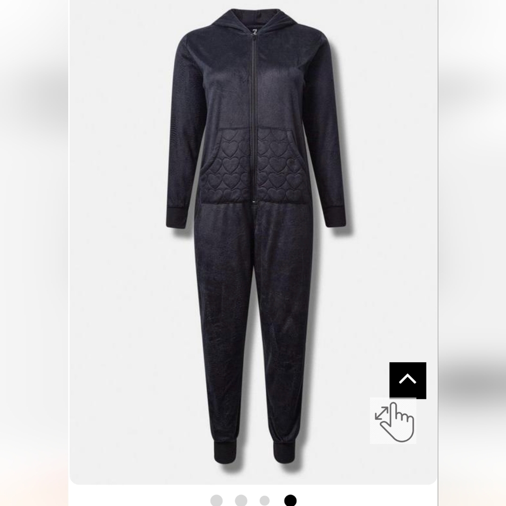 Torrid Fleece Pom Ears Heart Pocket Lounge Onesie black 3x 4x